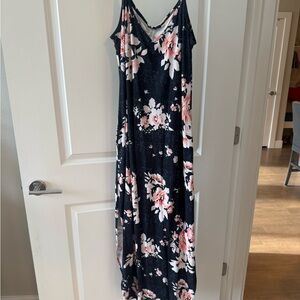 Floral Maxi Dress with Pink and White Flowers